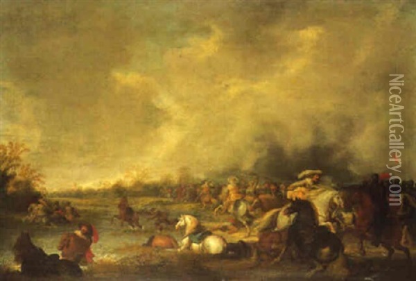 A Cavalry Engagement (battle Of Lutzen?) Oil Painting - Palamedes Palamedesz the Elder