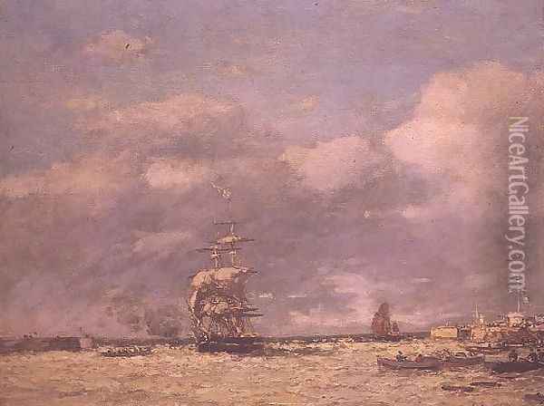 L'Entree du Port de Havre Oil Painting - Eugene Boudin