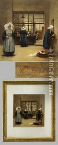 Nonnen Im Klosterlichen Arbeitsraum Oil Painting - Henriette Browne