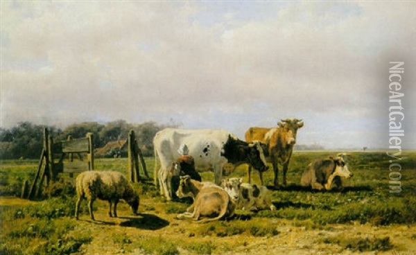 Milking Time Oil Painting - Hendrik Savry