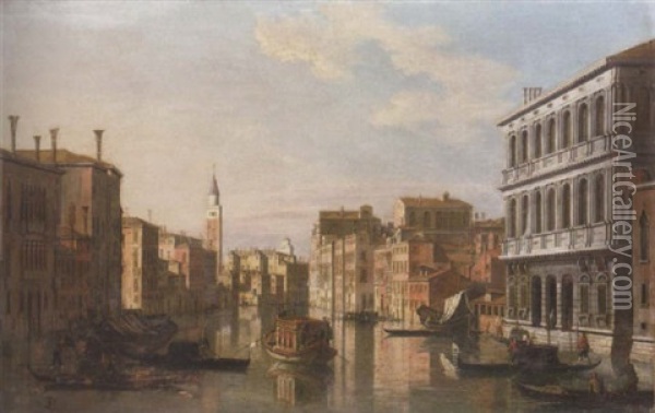 The Grand Canal Looking South With Santa Maria Della Carita And Palazzo Corner Della Ca'grande, Venice Oil Painting - William James