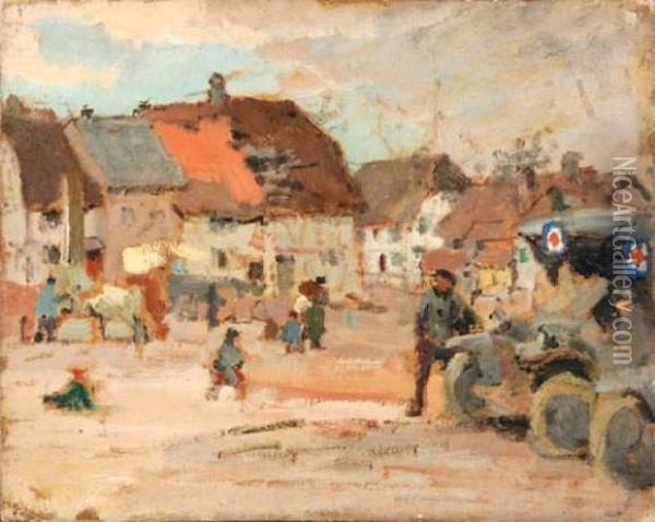 Place De Dannemarie Bombardee Oil Painting - Jules Emile Zingg