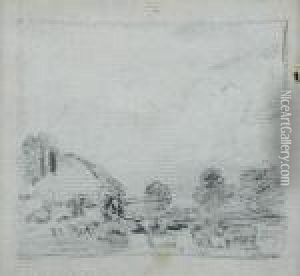 Cottage In A Landscape Pencil 8 X
 8cm Provenance: From The Isaacs Collection Sabin Galleries Ltd Oil Painting - John Constable