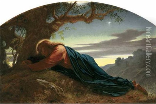 In Gethsemane And He Went Forward A Little And Fell On The Ground Oil Painting - Sir Joseph Noel Paton