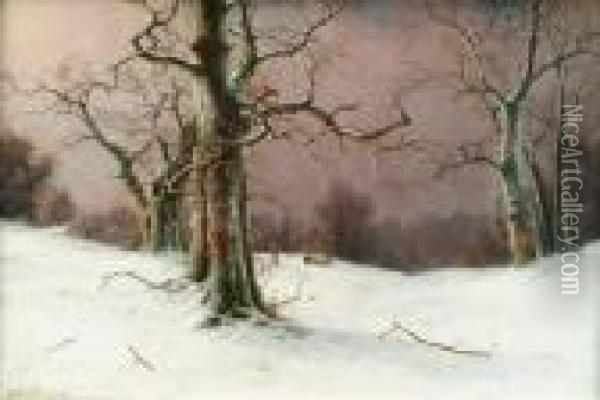 Winterlandscape Oil Painting - Nils Hans Christiansen