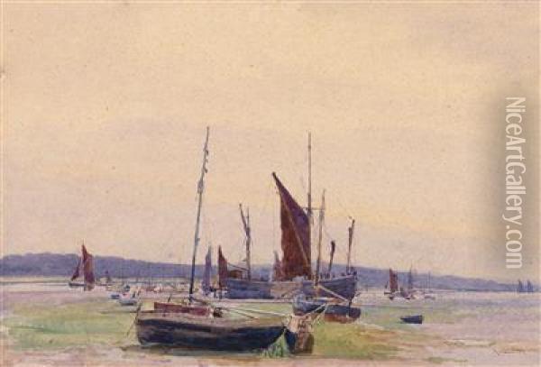 Fischerboote Oil Painting - Alfred James Collister