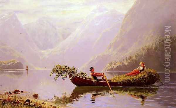 The Fjord Oil Painting - Hans Dahl