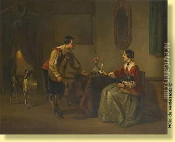 La Preparation Du Billet Doux Oil Painting - Henri Jos. Gommarus Carpentero