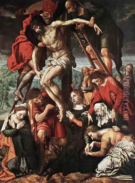 The Descent from the Cross Oil Painting - Jan Sanders Van Hemessen