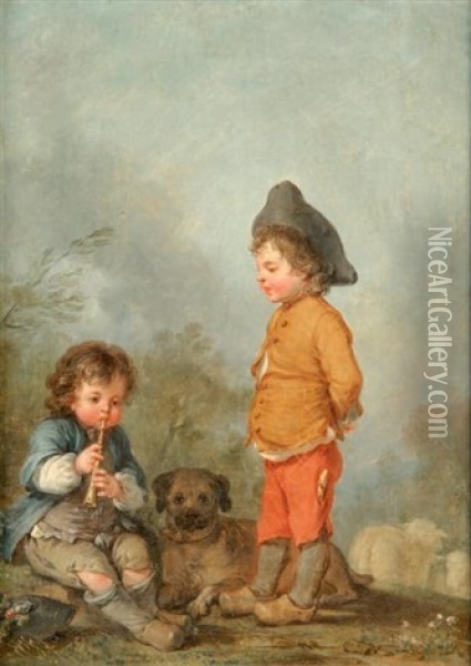 Deux Petits Enfants Oil Painting - Johann Conrad Seekatz