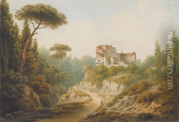 A Villa Near Capo Di Monte, Naples Oil Painting - John Warwick Smith