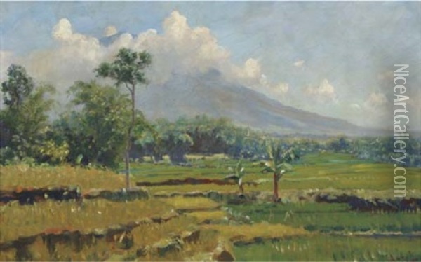 Landschap In West Java (gedeh) Oil Painting - Carel Lodewijk Dake the Younger