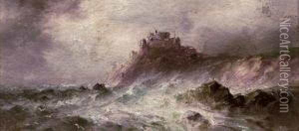 A Stormy Day, Gorey Castle Oil Painting - S.L. Kilpack