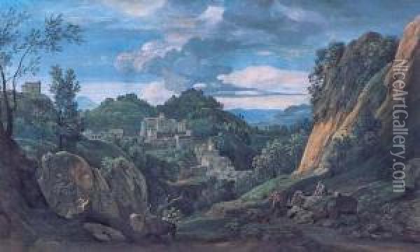 Vue De San Vito, Pres De Subiaco Oil Painting - Nicolas-Didier Boguet