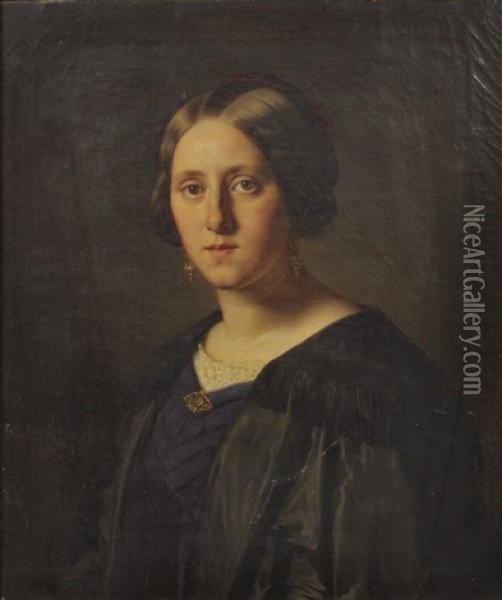 Paar Bildnisse Mutter Und Sohn Oil Painting - Ludwig Anton Maria Kriebel