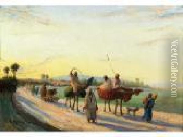 :depart Pour Le Marche Oil Painting - Vincent Manago