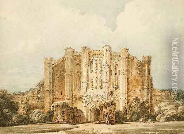 West view of Thornton Abbey Lincolnshire Oil Painting - Thomas Girtin