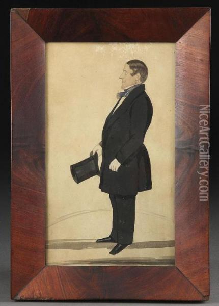 Full Length Portrait Of A Well Dressed Man Oil Painting - J. Evans