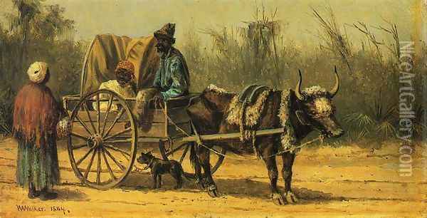 Traveling by Ox Cart Oil Painting - William Aiken Walker