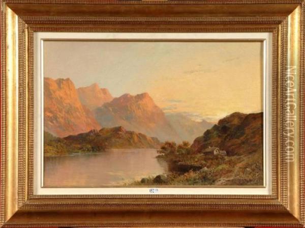 Coucher De Soleil Sur Le Lac En Montagne Oil Painting - Frederick William Jackson