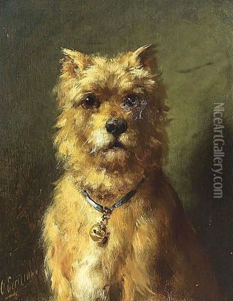 A Watchful Dog Oil Painting - Otto Eerelman