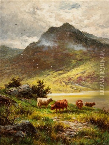 Mountain Yaks Oil Painting - Henry Decon Hillier