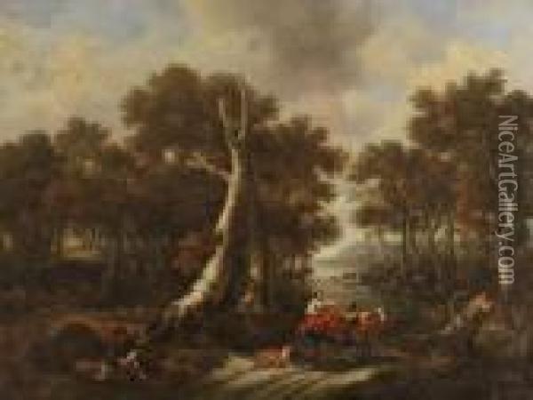 Bergers Sur Un Chemin Apres Le Gue Oil Painting - Nicolaes Berchem