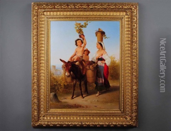 Bacchic Scene, Transporting Grapes Oil Painting - John Gadsby Chapman