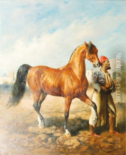 Cavalier Et Sa Monture Oil Painting - Gustav Colsoulle