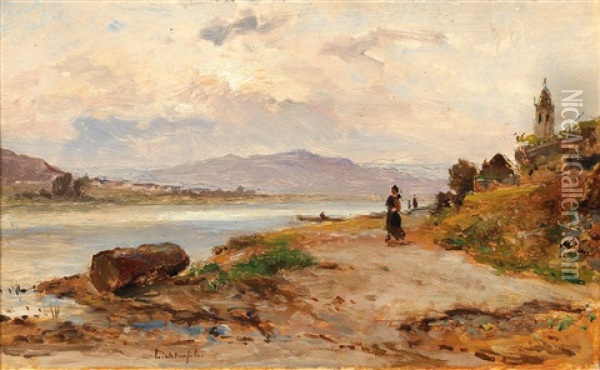 4 Landscapes Oil Painting - Eduard Peithner Ritter von Lichtenfels