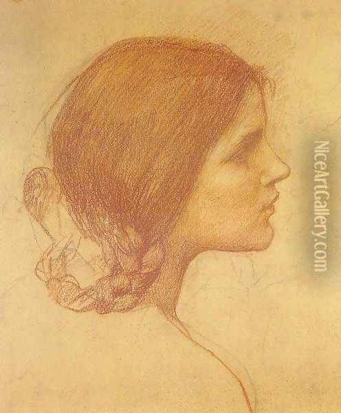 Head of a Girl Oil Painting - John William Waterhouse