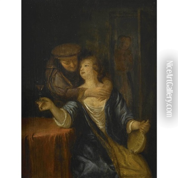 Schackerndes Paar Oil Painting - Frans van Mieris the Elder
