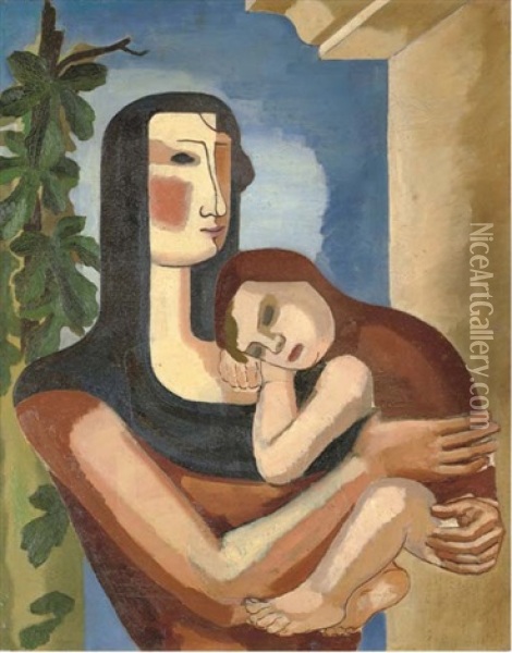 Motherhood Oil Painting - Alexandra Exter