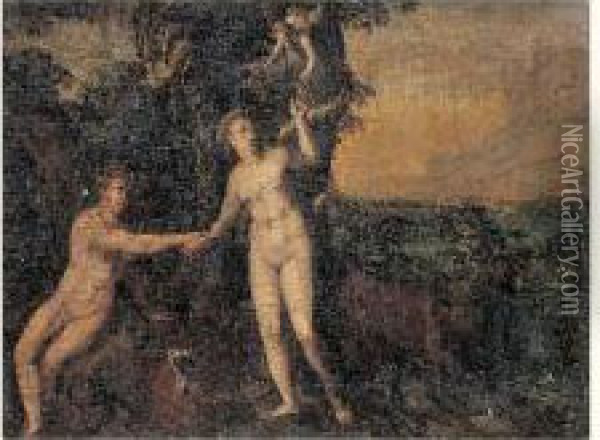 Adam Et Eve Au Paradis Oil Painting - Pieter Pourbus