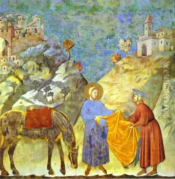 St Francis Giving His Cloak To A Poor Man 1295-1300 Oil Painting - Giotto Di Bondone
