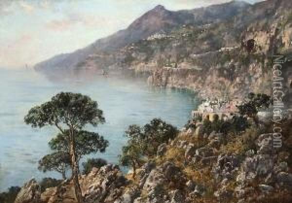 Blick Auf Die Kuste Von
 Amalfi. Oil Painting - Edoardo Cortese