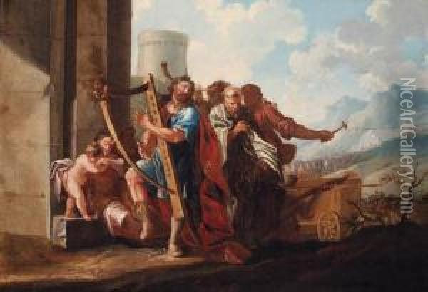 David Dancing Before The Ark Oil Painting - Karel van III Mander