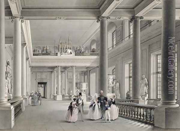 The Upper Entrance hall of the Fine Arts Academy in St. Petersburg, 1838 Oil Painting - Vasili Semenovich Sadovnikov