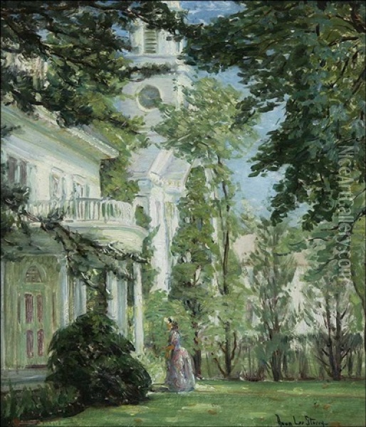 Woman In Southern Garden Landscape Oil Painting - Anna Lee Stacey