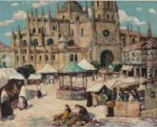 Market Square, Segovia, Spain Oil Painting - Ernest Lawson