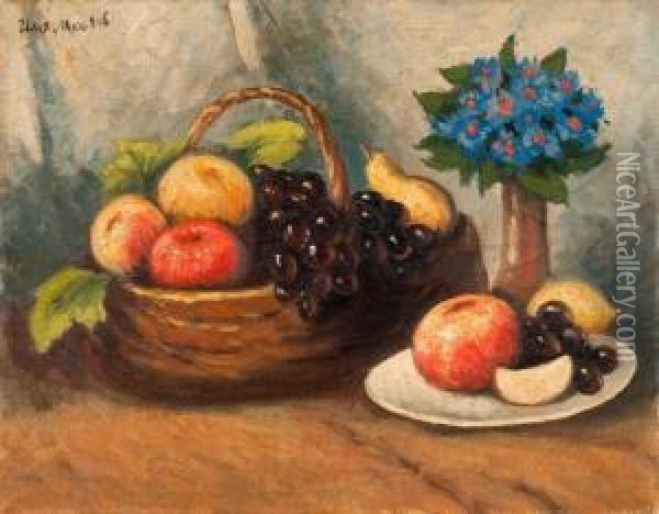 Still Life With Fruit Oil Painting - Ilya Ivanovich Mashkov