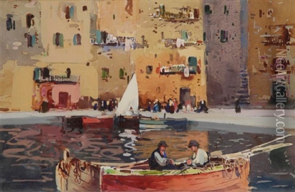Bastia, Le Vieux Port Oil Painting - Lucien Peri