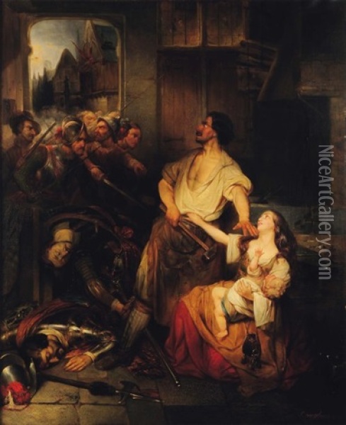 La Furie Espagnole Oil Painting - Cornelius Johannes Adrianus Seghers