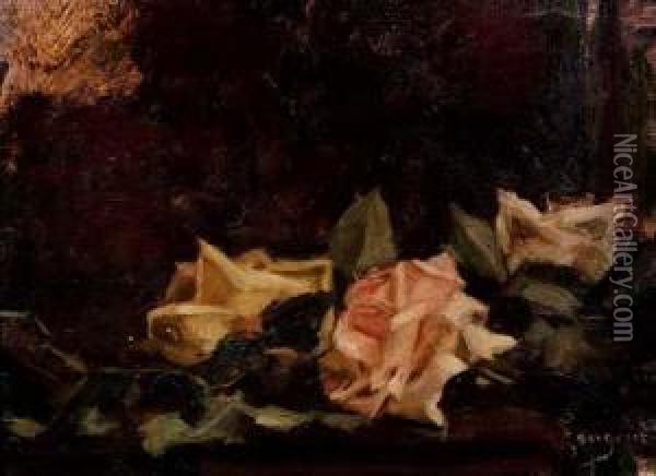 Rose Oil Painting - Emilio Longoni