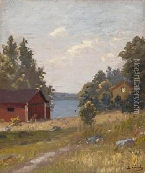 A House By The Lake Oil Painting - Eugen Taube