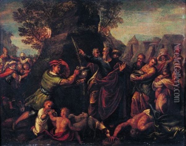 Le Frappement Du Rocher Oil Painting - Francesco Bassano the Younger