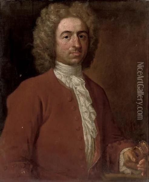 Portrait Of A Gentleman, Half-length, Holding An Open Snuff Box In His Left Hand Oil Painting - Richardson. Jonathan