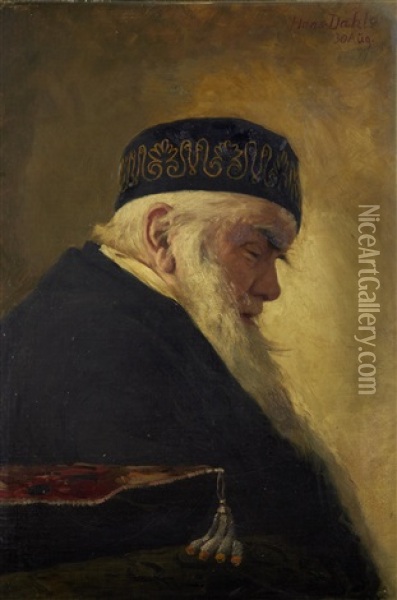 Portrait Of A Man With A Hat Oil Painting - Hans Dahl