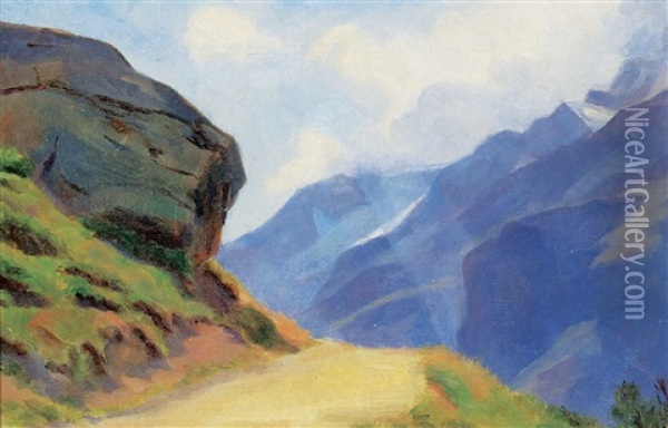 Study Of An Alpine Track Oil Painting - Charles Jones Way