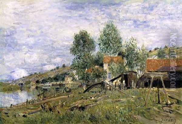 The Boatyard at Saint-Mammes Oil Painting - Alfred Sisley